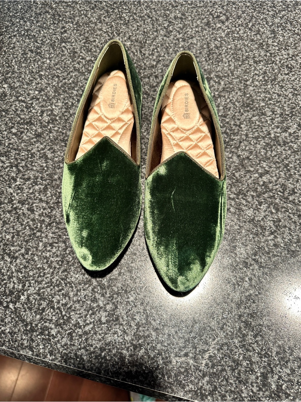 Birdies Hunter Green Heron Velvet Loafers Size 8 - Picture 9 of 15
